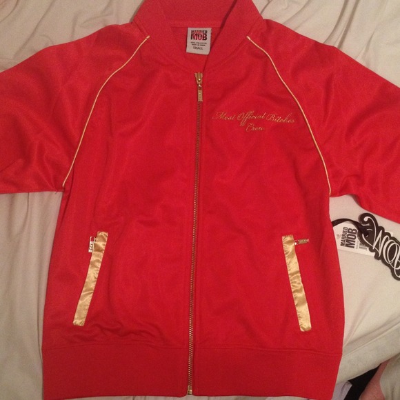 Red zip up jacket