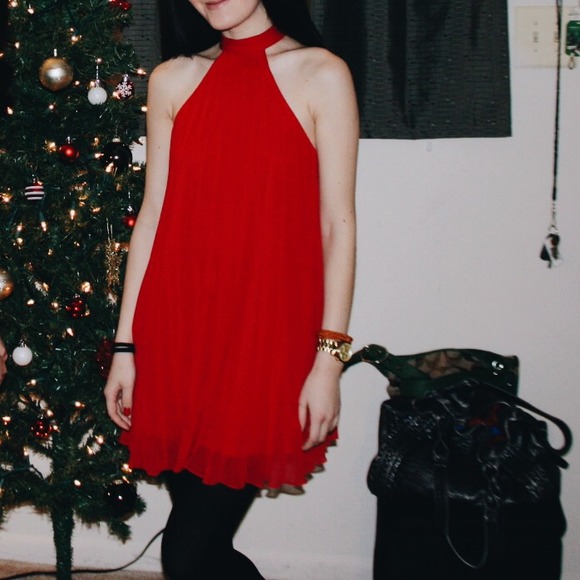 ASOS Pleated Dress With High Neck