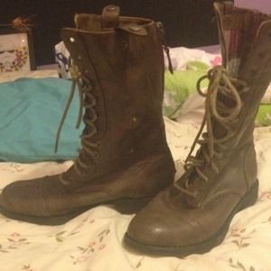 Brown combat boots