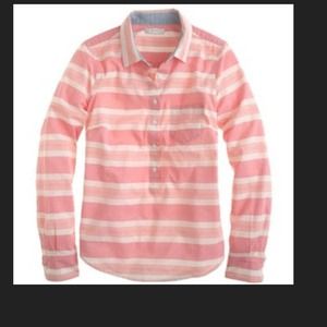 Jcrew sorbet pink & white striped popover shirt.