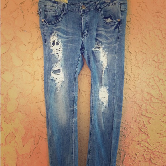 Distressed Blue Jean Pants - Picture 1 of 2