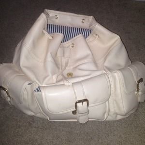 Creme' White Leather Backpack