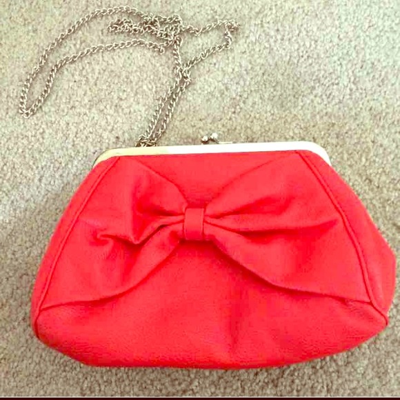 Red Faux Leather Clutch