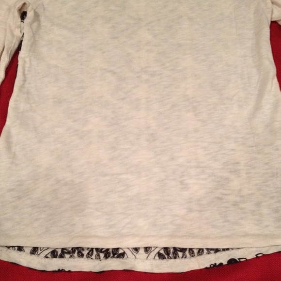 🎉HP J CREW Cream 3/4 Sleeve Black Embroidered Top - Picture 4 of 4