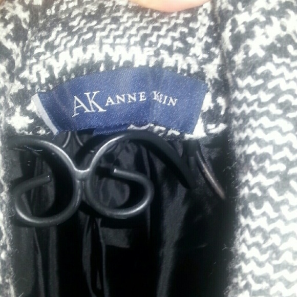 Anne Klein houndstooth plaid wool coat - Picture 2 of 4