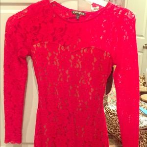 Red lace Express dress with cut out back