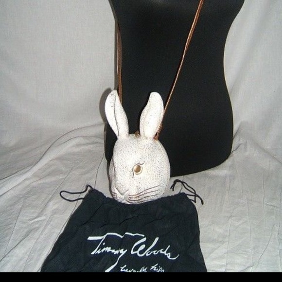 Timmy Woods whimsical white rabbit vintage purse