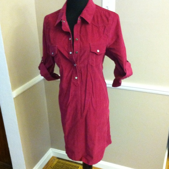 Old Navy Dresses & Skirts - 683. Old Navy Raspberry Corduroy Shirtdress