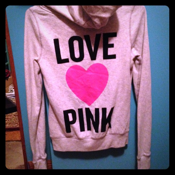 Vs pink xs heart hoodie missing strings