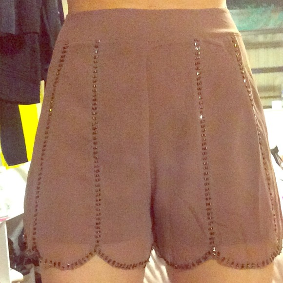 Beaded high waisted petal shorts