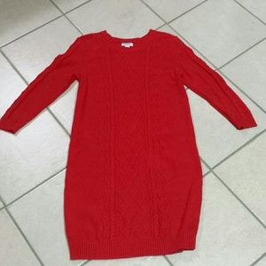 ON Red sweater dress with 3/4 sleeves