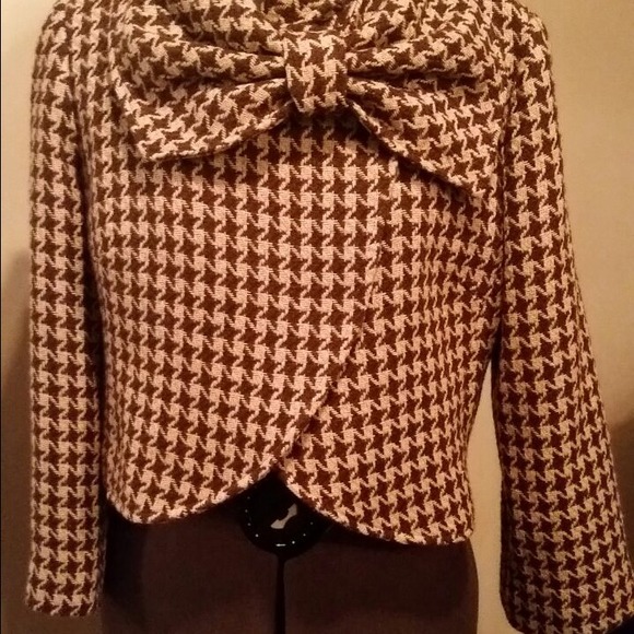 Bow collar houndstooth jacket - Picture 3 of 4