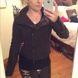 Charcoal gray double zipper jacket