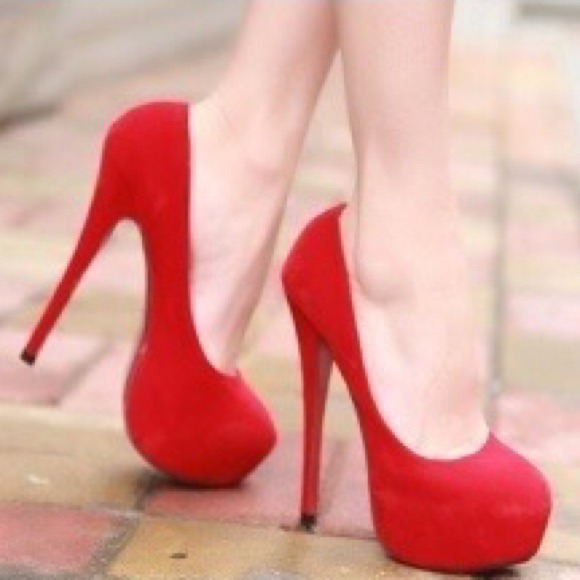 Red Platform Pumps - Picture 1 of 4