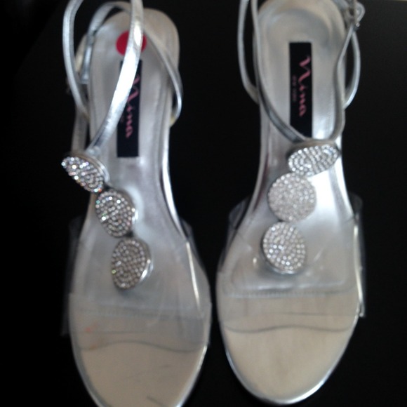 Nina Silver Dress Sandals with crystals