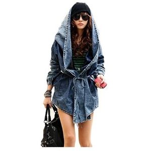 Denim hooded jacket