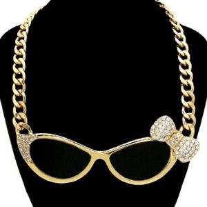 Super Cute Statement Glasses Necklace W/Bow