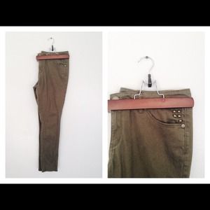 Army Green Studded Skinnies
