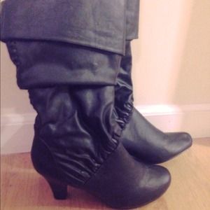 Black Heeled Slouchy Boots