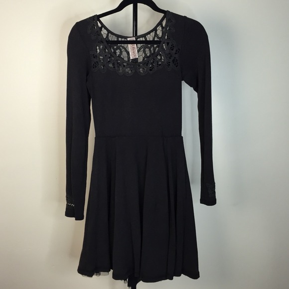 Free People Black Lace/Thermal Dress