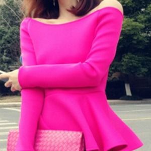 Hot pink off shoulder blouse