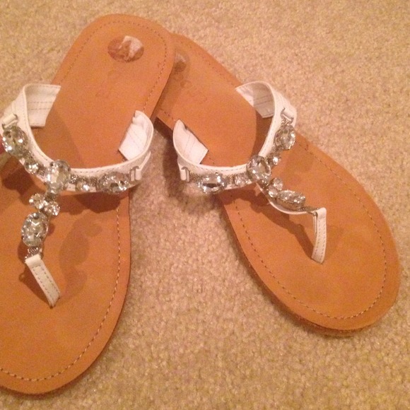 White bejeweled Sandals (size 8)