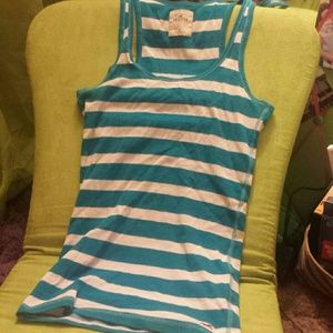 Blue and white striped Hollister tank top