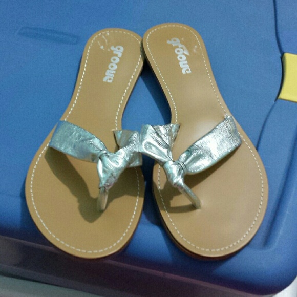 Silver thong sandals
