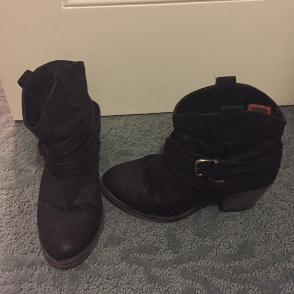 Black Ankle Boots with Strap Detail