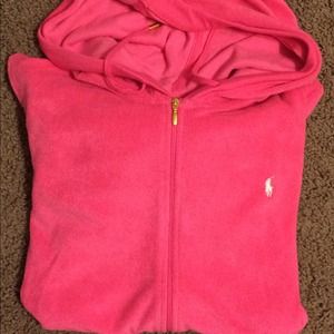 Polo  Pink Hoodie gold zip Large