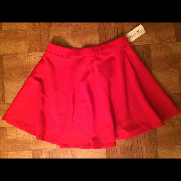 Forever 21 bright red skater skirt