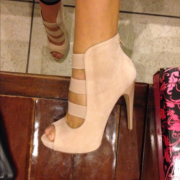 Nude suede heels