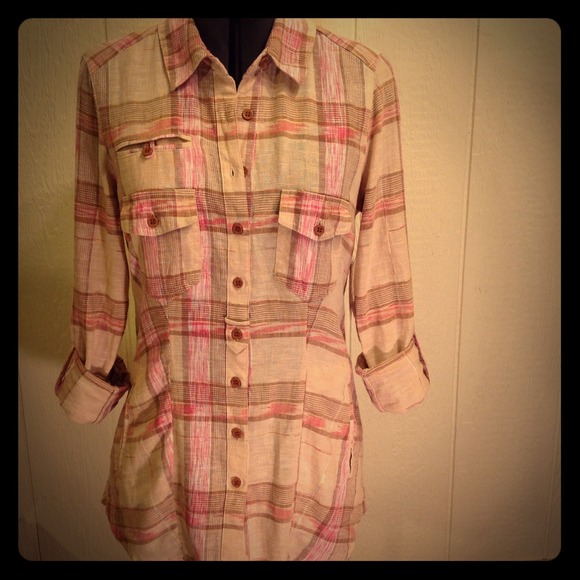 Free People NWT XS Plaid Ikat Tunic