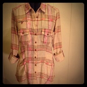Free People NWT XS Plaid Ikat Tunic