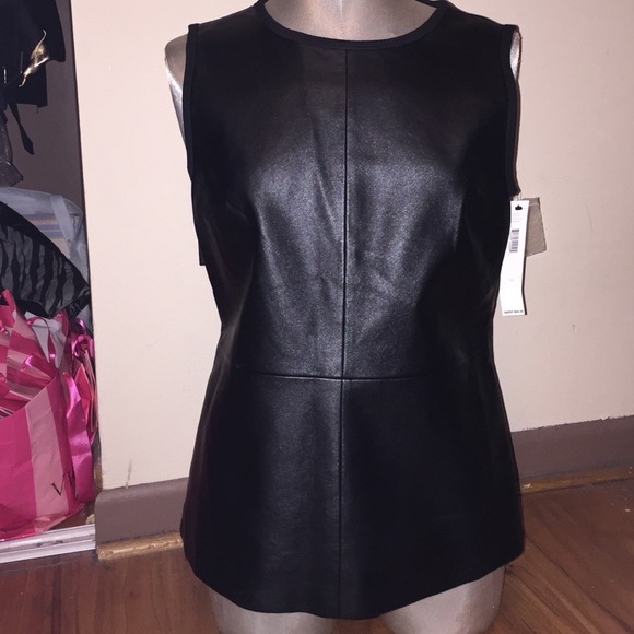 DKNYC Donna Karen leather sleeveless top club 10