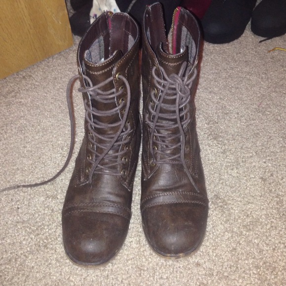 Dark brown combat boots