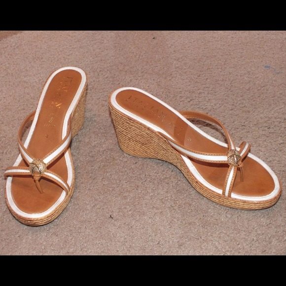 White, strappy espadrilles.