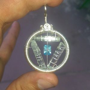 Aquamarine blue topaz dream catcher pendant