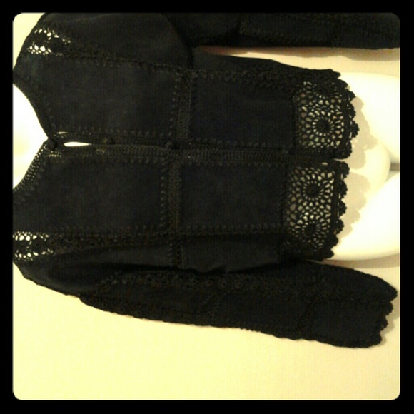 LACE KNITTING/SUEDE JACKET