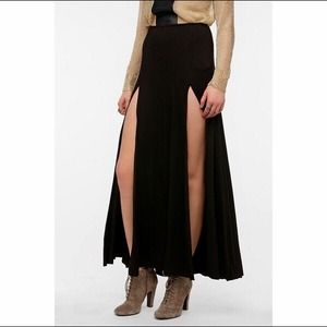 Black Kimchi Blue Double Slit Maxi Skirt