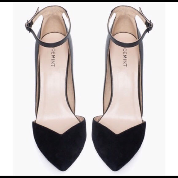 Pointed toe real leather/suede heel