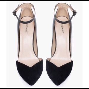 Pointed toe real leather/suede heel