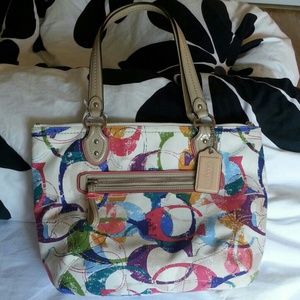 coach Poppy stamped sig c sm tote