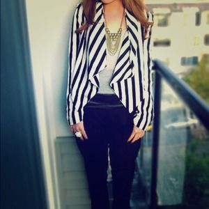H&M striped drape blazer sz 4