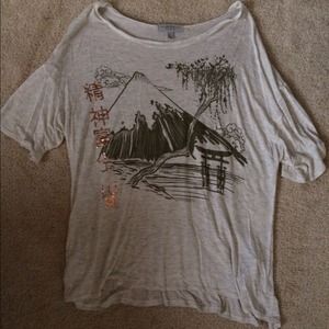 Zara Asian Style Graphic Tee with Gold Detail