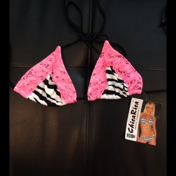 Lace triangle bikini top