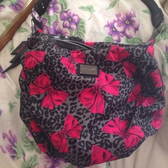 Betsey Johnson Leopard Print & Bows Bag
