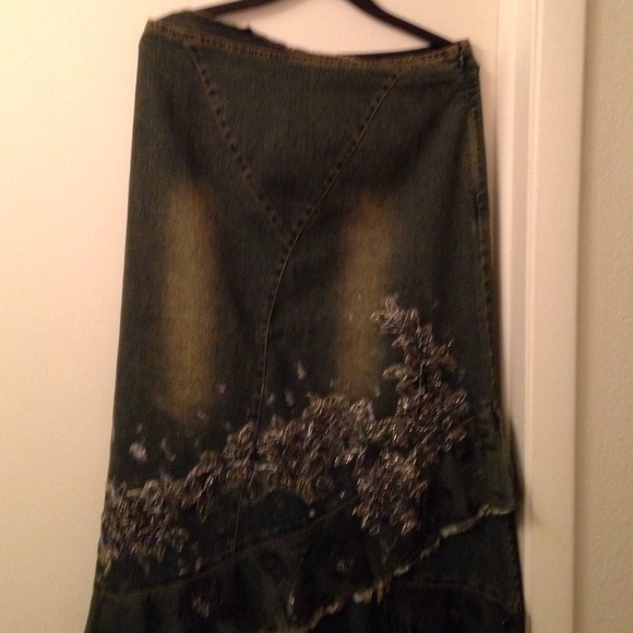 Beautiful beaded denim skirt  brand new no tags.