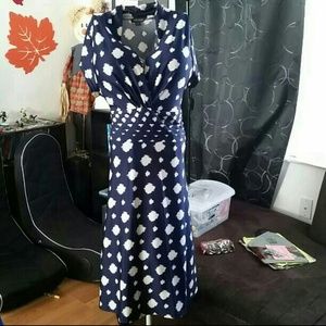 Navy blue and cream colored beautiful dress