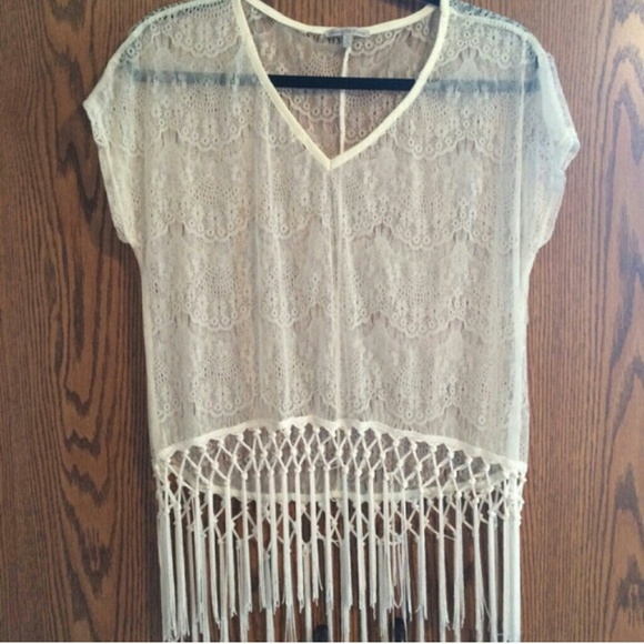 Lace fringe top